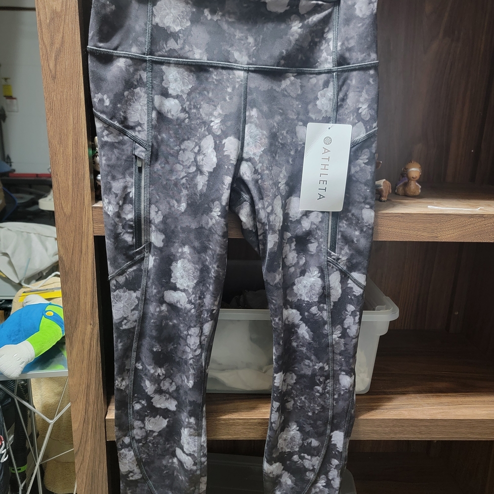Athleta  Black Floral Leggings